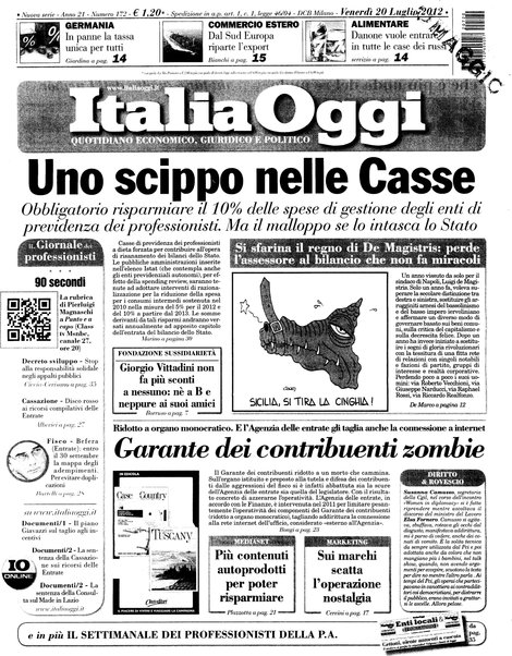 Italia oggi : quotidiano di economia finanza e politica